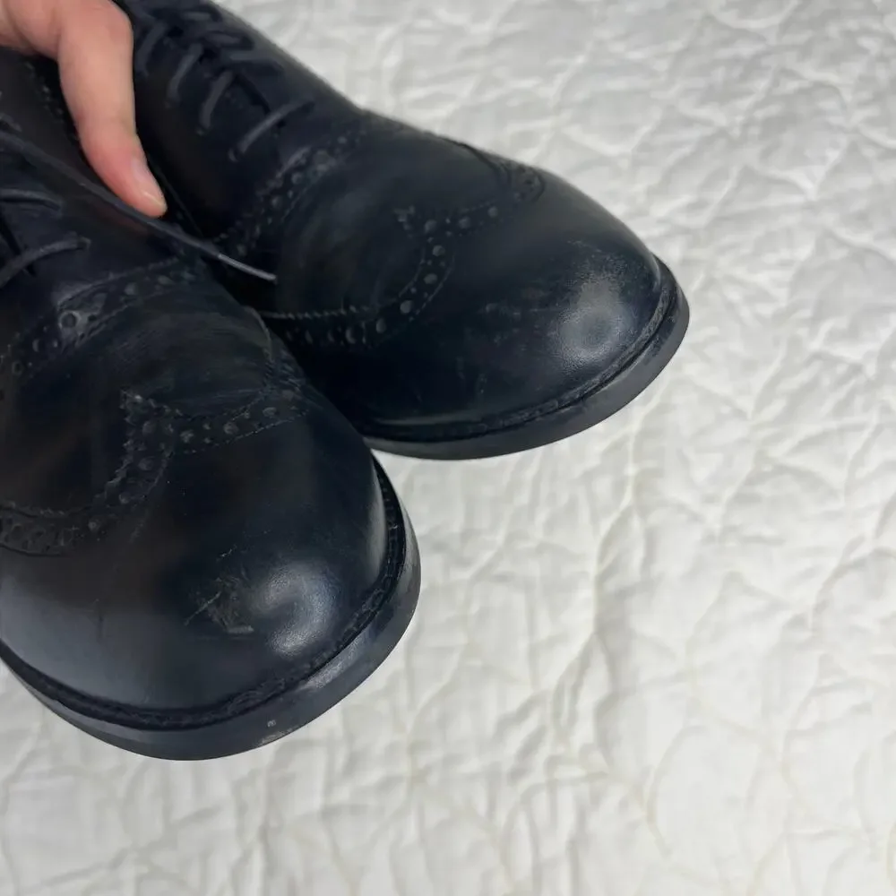 Cole Haan Mens Oxford Shoes 9.5 Skylar II Black Leather Wingtip Leather D41595